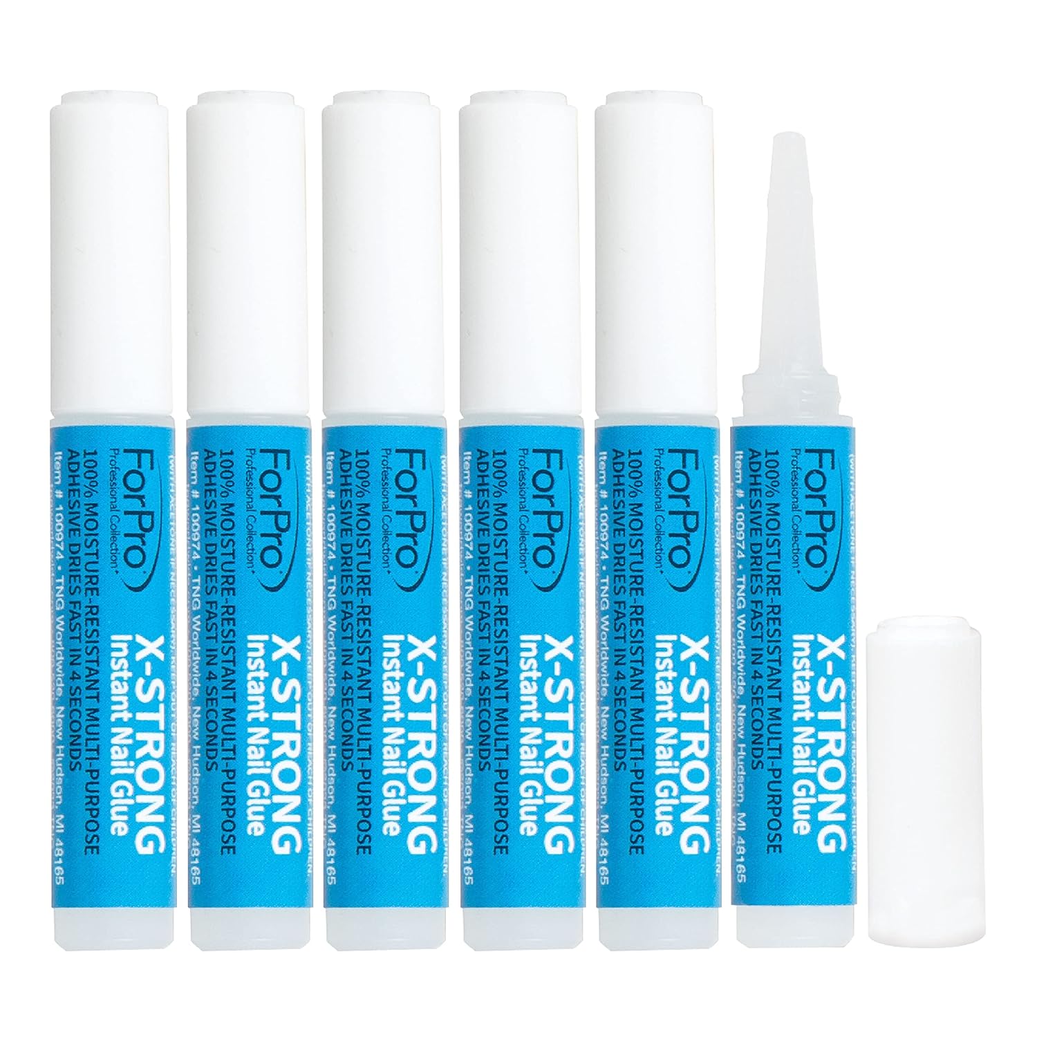 X-Strong Instant Nail Adhesive, Long-Lasting Quick-Drying Formula for Artificial Nails, 0.07 Oz (Pack of 6)