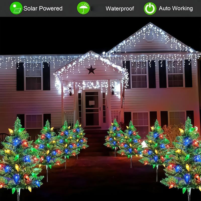 1 Tow 4 Solar Tree Lights. Includes 80 Colorful Strawberry Bulbs, IPX4 , Suitable for Outdoor Patio Garden Decorations for Festivals, Driveways and Parties!